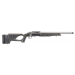 Ruger American Rimfire Target, 22 LR, Satin Stainless, Black Laminate with Thumbhole