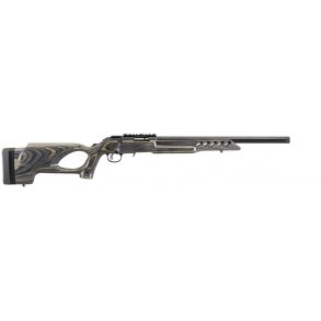 Ruger American Rimfire Target, 22 LR, Satin Blued, Black Laminate with Thumbhole