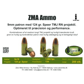 ZMA Ammo Premium 9x19mm 200 stk. 124gr. Speer TMJ