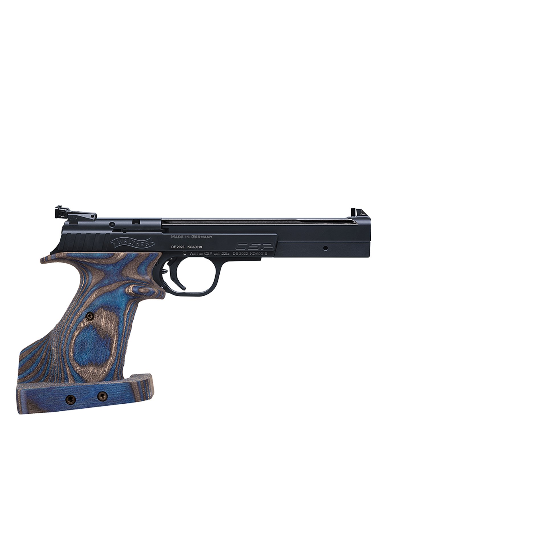 Walther CSP EXPERT .22 LR.  Angel Blue Laminated wood