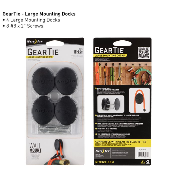 Gear Tie Large Mounting Docks - 4 Pack