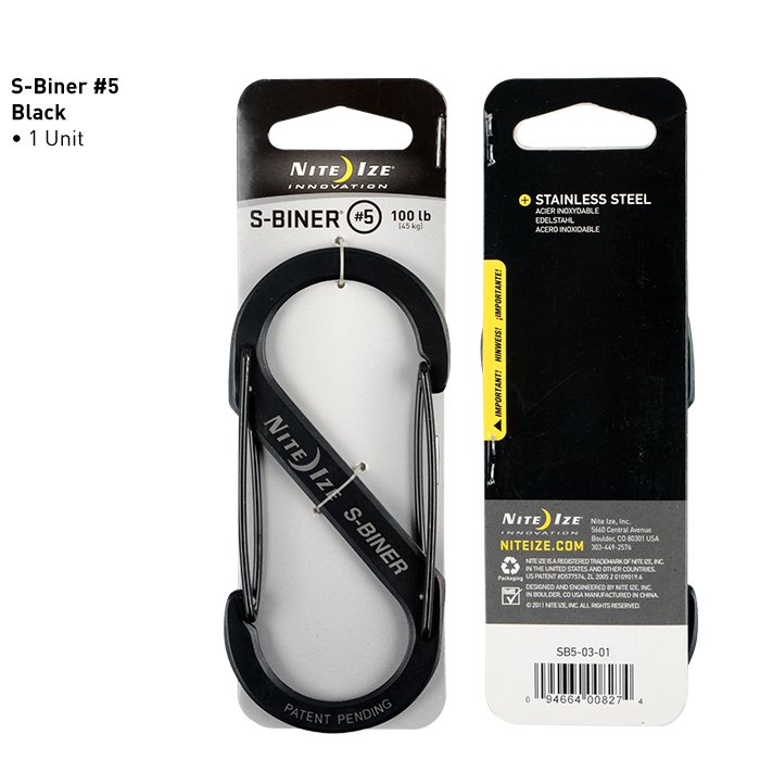 S-Biner Stainless Steel Double Gated Carabiner #5 - Black
